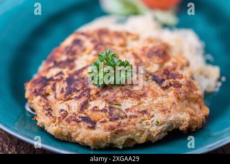 Austrian cheese dumpling with sauerkraut Stock Photo