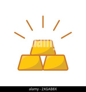 gold bar icon vector design template in white background Stock Vector