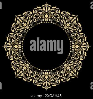 Vector decorative line art frames for design template. Elegant element for design in Eastern style, place for text. Golden outline floral border. Lace illustration for invitations and greeting cards Stock Vector