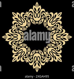 Decorative line art frames for design template. Elegant element for design in Eastern style, place for text. Golden outline floral border. Lace illustration for invitations and greeting cards Stock Vector