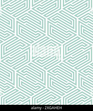 Abstract geometric pattern by lines, hexagons. A seamless vector background. Blue and white ornament Stock Vector