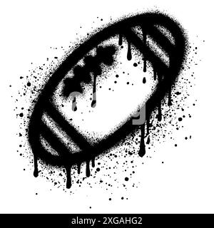 Spray Painted Graffiti Rugby or American Football  Sprayed isolated with a white background. Stock Vector