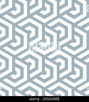 Abstract geometric pattern by lines, hexagons. A seamless vector background. Blue and white ornament Stock Vector