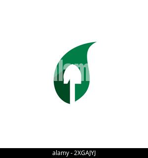 shovel Leaf logo vector illustration. shovel icon Stock Vector
