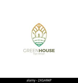 Green House Logo Vector Illustration. Home Leaf Logo Stock Vector