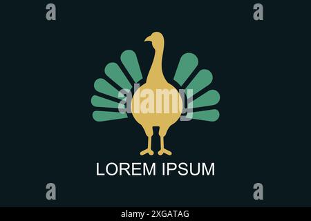 Elegant Peacock Illustration on Dark Background Stock Vector