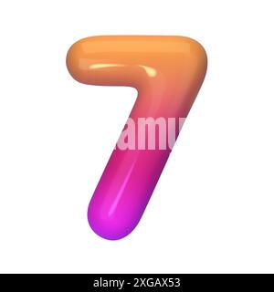 Stylish 3D number 7 with red and purple gradient. Modern, vibrant, and abstract. Perfect for digital art, graphic design, and creative projects Stock Vector