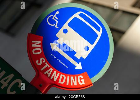 A No Standing Anytime sign at a New York Bus Stop. Stock Photo