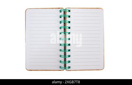 Spiral notepad isolated on white transparent. Open blank notebook top view Stock Photo