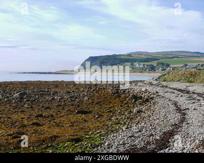 View of Shandwick Bay from Balintore looking south toward the peninsular above the beach Stock Photo