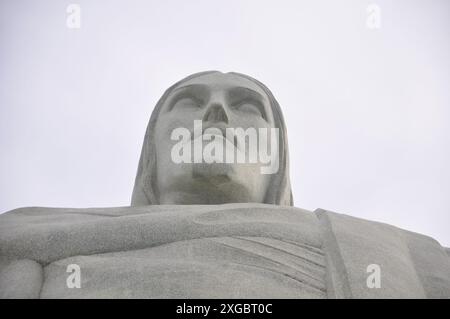 The face of Christ the Redeemer. Statue of Christ the Redeemer, wonder of the world, symbol of Rio de Janeiro - Brazil Stock Photo