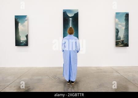 White Cube, Mason's Yard, London, UK.  8th July 2024. Preview White Cube: Minoru Nomata.new paintings.   Credit: Matthew Chattle/Alamy Live News Stock Photo