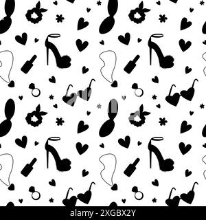 Retro 90s elements in black silhouettes Stock Vector