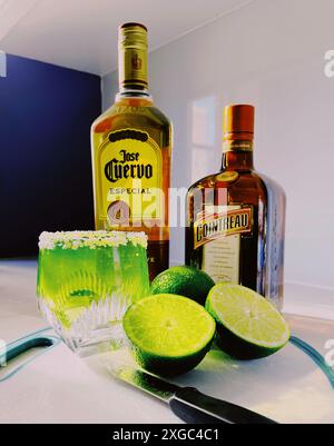 Jose Cuervo Tequila is excellent for making margarita cocktails, USA Stock Photo