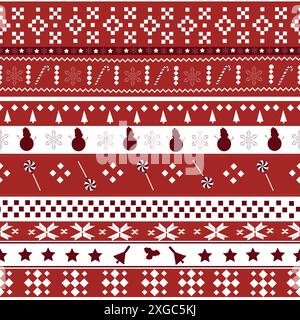 Christmas Jacquard mosaic pattern red background Stock Vector