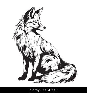 Fox sitting sketch hand drawn in doodle style illustration Stock Vector