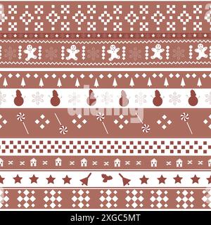 Christmas Jacquard mosaic pattern brown background Stock Vector
