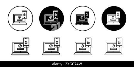 2FA Multifactor verification icon vector logo set collection for web app ui Stock Vector