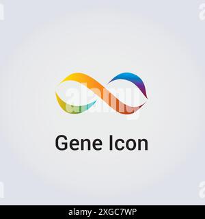 Gene Icon Logo Brand Variety - 8 Shape Infinity Element Various Colors Vector Design Stock Vector