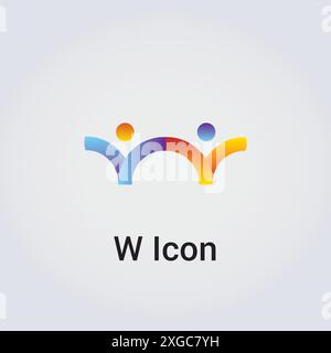 W Letter Icon Design Single Isolated Logo Design Brand Corporate Identity Various Colors Editable Template Vector Monogram Emblem Illustration Brand Stock Vector