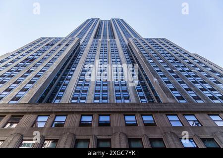 Looking Up at the Empire State Building New York from Ground Level Stock Photo