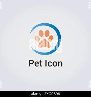 Animal Footstep Icon, Logo for Pet Care Business, Card Mock up in Several Colors Stock Vector