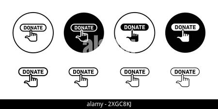 Donate button icon vector logo set collection for web app ui Stock Vector