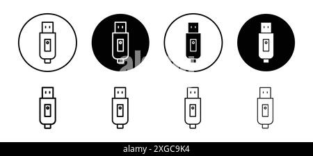 Inclined pendrive icon vector logo set collection for web app ui Stock Vector