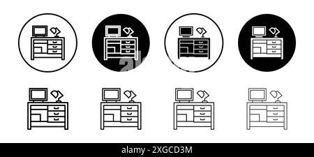 Study table icon vector logo set collection for web app ui Stock Vector