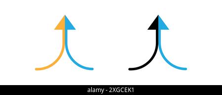 Two arrows merging into one icon vector logo set collection for web app ui Stock Vector