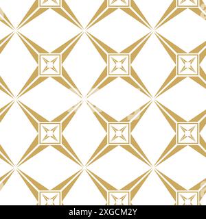 Abstract geometric pattern with stars, stripes, lines. Seamless vector background. White and gold floral ornament. Modern reticulated graphic design. Stock Photo