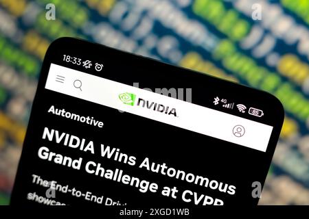 Paraguay. 08th July, 2024. In this photo illustration, the Nvidia logo is displayed on the website on the smartphone screen. Credit: SOPA Images Limited/Ģ����ý Live News Stock Photo
