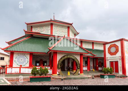 Masjid Al-Khairiah is a popular tourist attraction in Pangkor Island, Malayisa that feature a facade architecture with Chinese culture influence. Stock Photo