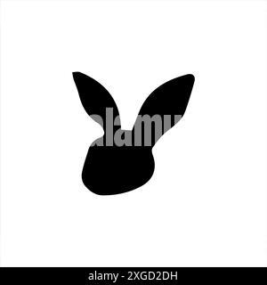 Black Rabbit Silhouette Facing Left - Simple Animal Icon Stock Vector