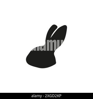 Black Rabbit Silhouette Facing Left - Simple Animal Icon Stock Vector