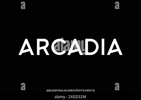 Modern decorative alphabet display font vector. Creative arcadia sans serif typeface Stock Vector