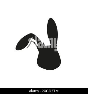 Black Rabbit Silhouette Facing Left - Simple Animal Icon Stock Vector