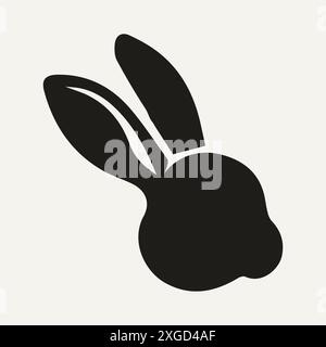 Black Rabbit Silhouette Facing Left - Simple Animal Icon Stock Vector