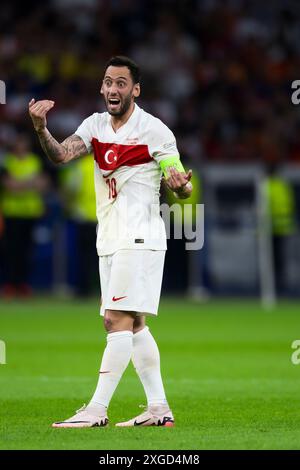 Berlin, Germany. 6 July 2024. Hakan Calhanoglu of Turkiye reacts during the UEFA EURO 2024 quarter-final football match between Netherlands and Turkiye. Credit: Nicolò Campo/Alamy Live News Stock Photo