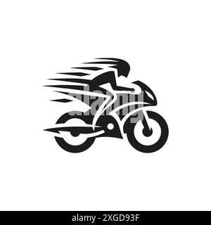 Speeding Motorcycle Silhouette Illustration with Dynamic Lines Stock Vector