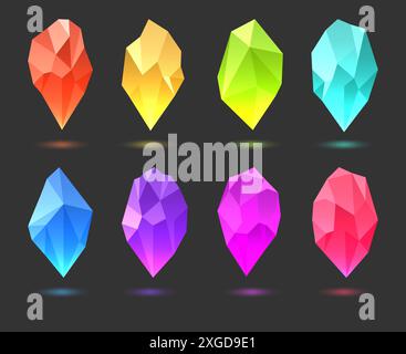 Raw gem crystals Stock Vector