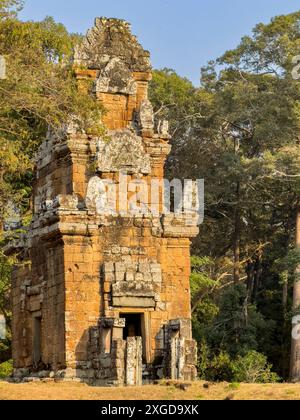 The Terrace of the Leper King, part of the walled city of Angkor Thom, a ruined temple complex in Angkor, UNESCO World Heritage Site, Cambodia, Indoch Stock Photo