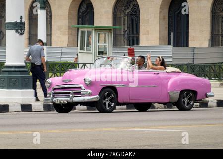 HAVANA, CUBA - AUGUST 28, 2023: Chevrolet Bel Air 1952 Deluxe Convertible in Havana, Cuba Stock Photo