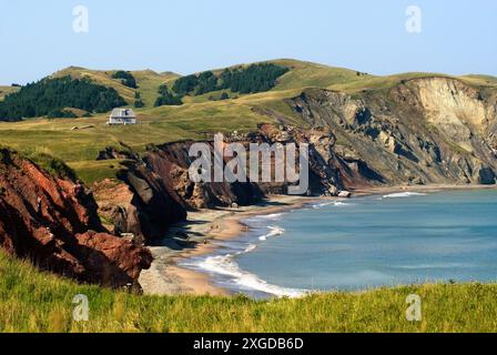 Firmin cove, Cap Alright, Havre aux Maisons island, Magdalen Islands, Gulf of Saint Lawrence, Quebec province, Canada, North America Stock Photo