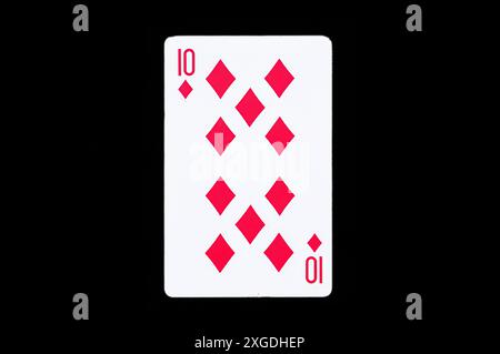 Ten of Diamonds playing card isolated on black Stock Photo  display picture 2