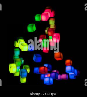 multicolour cubes floating in the air in the dark background Stock Photo