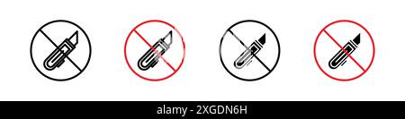 Do not cut icon vector logo set collection for web app ui Stock Vector