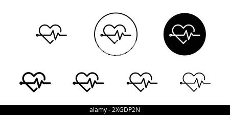 Heart rate pulse icon vector logo set collection for web app ui Stock Vector