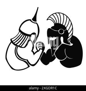 White and black illustration with arm wrestling Stock Photo