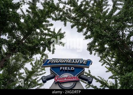 Cleveland, Oh, USA. 5th July, 2024. The Cleveland Guardians play host to the San Francisco Giants at Progressive Field in Cleveland, OH. San Francisco goes on to win 4-2. (Credit Image: © Walter G. Arce Sr./ASP via ZUMA Press Wire) EDITORIAL USAGE ONLY! Not for Commercial USAGE! Stock Photo